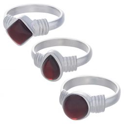 Garnet Assorted Shapes Multi Band Ring- Size 5 (7mm to 9mm H)