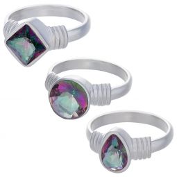 Mystic Topaz Assorted Shapes Multi Band Ring- Size 5 (10mm to 15mm H)