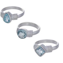 Blue Topaz Assorted Shapes Multi Band Ring- Size 5 (8mm to 10mm H)