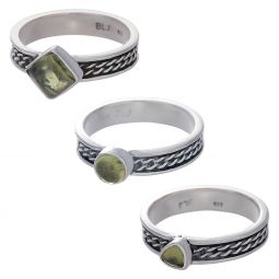 Peridot Assorted Shapes Celtic Flat Band Ring- Size 5 (5mm to 9mm H)