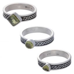 Peridot Assorted Shapes Celtic Flat Band Ring- Size 10 (5mm to 9mm H)