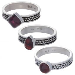 Garnet Assorted Shapes Celtic Flat Band Ring- Size 5 (6mm to 10mm H)