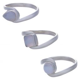 Blue Lace Agate Assorted Shapes Fancy Reverse Band Ring- Size 5 (8mm to 10mm H)