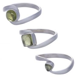 Peridot Assorted Shapes Fancy Reverse Band Ring- Size 5 (6mm to 10mm H)