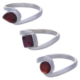 Garnet Assorted Shapes Fancy Reverse Band Ring- Size 5 (8mm to 10mm H)