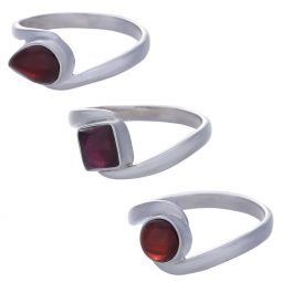 Garnet Assorted Shapes Fancy Reverse Band Ring- Size 10 (8mm to 10mm H)