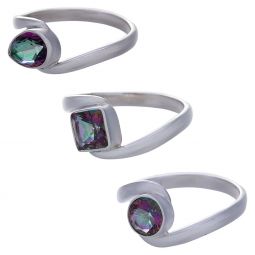 Mystic Topaz Assorted Shapes Fancy Reverse Band Ring- Size 6 (6mm to 10mm H)