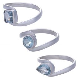 Blue Topaz Assorted Shapes Fancy Reverse Band Ring- Size 5 (6mm to 10mm H)