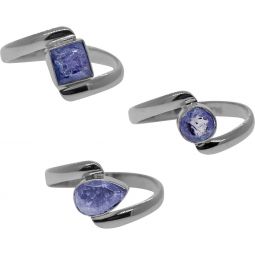 Tanzanite Assorted Shapes Fancy Reverse Band Ring- Size 5 (8mm to 10mm H)