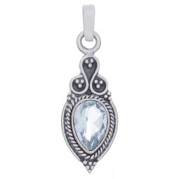 Blue Topaz Fancy Teardrop Pendant