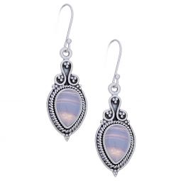 Blue Lace Agate Fancy Teardrop Earrings