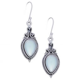 Blue Chalcedony Fancy Teardrop Earrings