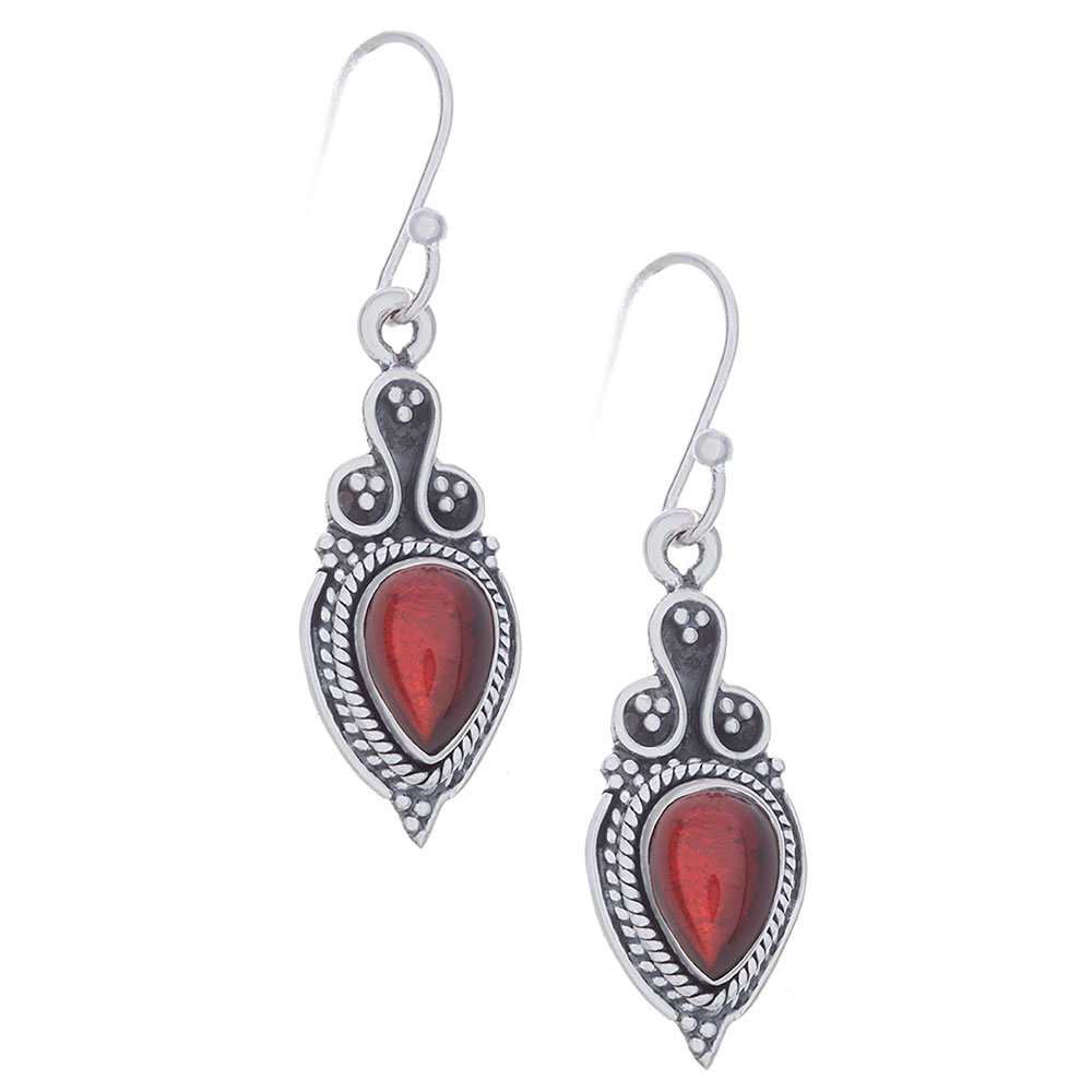 Garnet Fancy Teardrop Earrings: Kheops International