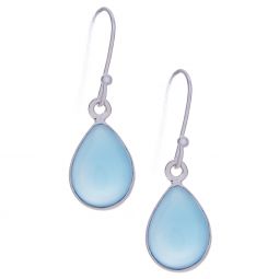 Blue Chalcedony Simple Teardrop Earrings