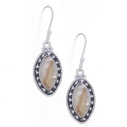 Gold Rutilated Quartz Fancy Marquise Earrings