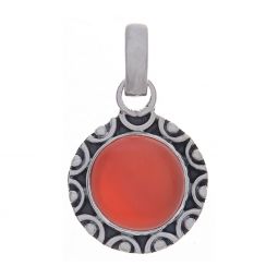 Carnelian Fancy Round Pendant