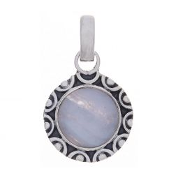 Blue Lace Agate Fancy Round Pendant