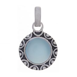 Blue Chalcedony Fancy Round Pendant