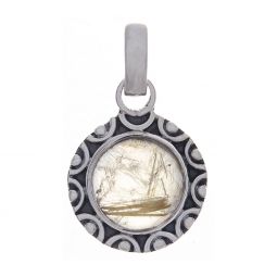 Gold Rutilated Quartz Fancy Round Pendant