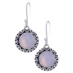 Blue Lace Agate Fancy Round Earrings