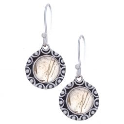 Gold Rutilated Quartz Fancy Round Earrings