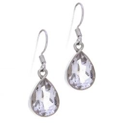 Assorted Medium Teardrop Clear Quartz Earrings (approx 33mm H)