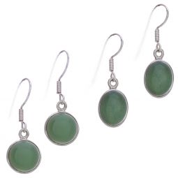 Assorted Round & Oval Green Chrysoprase Earrings (28 to 32mm H)