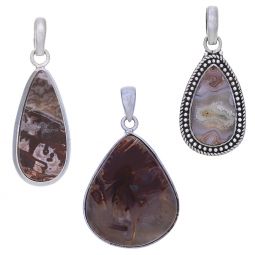 Assorted Medium Teardrop Crazy Lace Agate Pendant (34 to 45mm H)