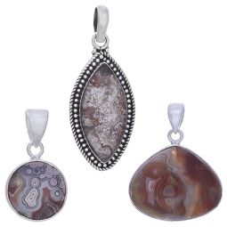 Assorted Shape Medium Crazy Lace Agate Pendant (28 to 38mm H)