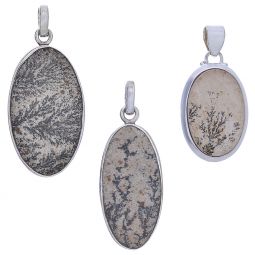 Assorted Oval Psilomelane Dendrite Pendant (24 to 44mm H)