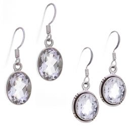 Assorted Medium Oval Clear Quartz Earrings (28 to 34mm H)