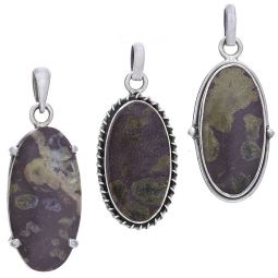 Assorted Long Oval Epidote Pendant (35 to 42mm H)