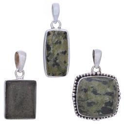 Assorted Rectangular Epidote Pendants (28 to 36mm H)