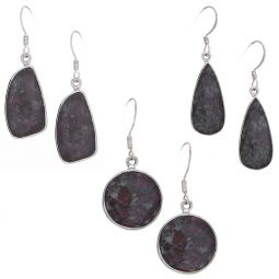 Assorted Shapes Eudyalite Earrings (34 to 46mm H)