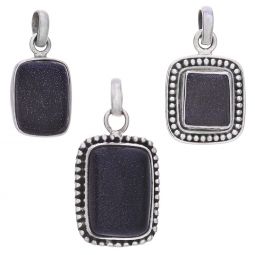 Assorted Rectangular Blue Goldstone Pendant (24 to 32mm H)