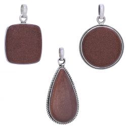 Assorted Shapes Medium Yellow Goldstone Pendant (26 to 41mm H)