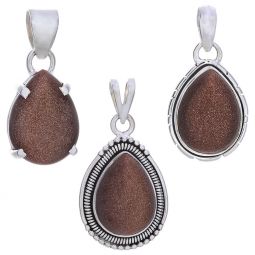 Assorted Medium Teardrop Yellow Goldstone Pendant (23 to 29mm H)