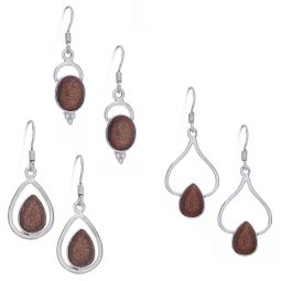 Assorted Wire Yellow Goldstone Earrings (31 to 42mm H)