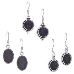 Assorted Shapes Small Blue Goldstone Earrings (27 to 32mm H)