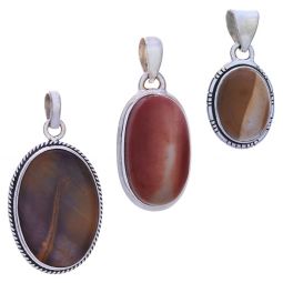 Assorted Medium Oval Mookaite Pendants (32 to 41mm H)