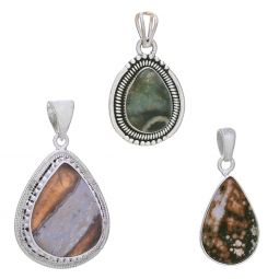 Assorted Medium Teardrop Ocean Jasper Pendant (29 to 37mm H)