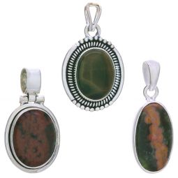 Assorted Medium Oval Ocean Jasper Pendant (29 to 34mm H)