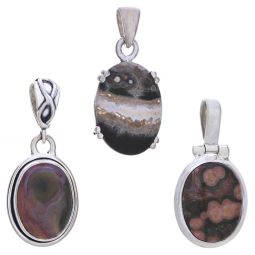 Assorted Small Oval Ocean Jasper Pendant (22 to 31mm H)