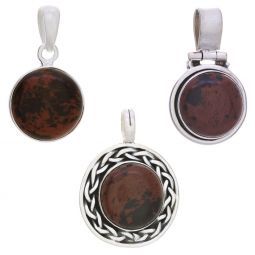 Assorted Round Mahogany Obsidian Pendant (21 to 27mm H)