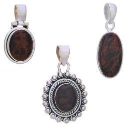 Assorted Oval Mahogany Obsidian Pendant (22 to 31mm H)