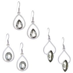 Assorted Wire Faceted Prasiolite Earrings (32 to 42mm H)