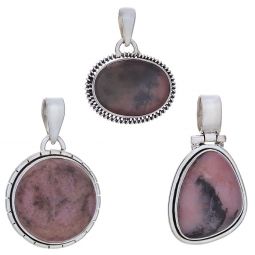 Assorted Shapes Rhodonite Pendant (25 to 39mm H)