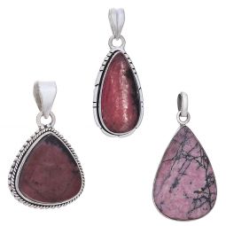 Assorted Medium Teardrop Rhodonite Pendant (29 to 39mm H)