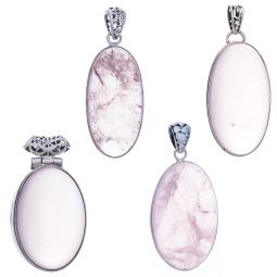 Assorted Oval X-Large Rose Quartz Pendant (41 to 59mm H)