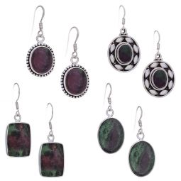 Assorted Shapes Ruby Zoisite Earrings (25 to 38mm H)